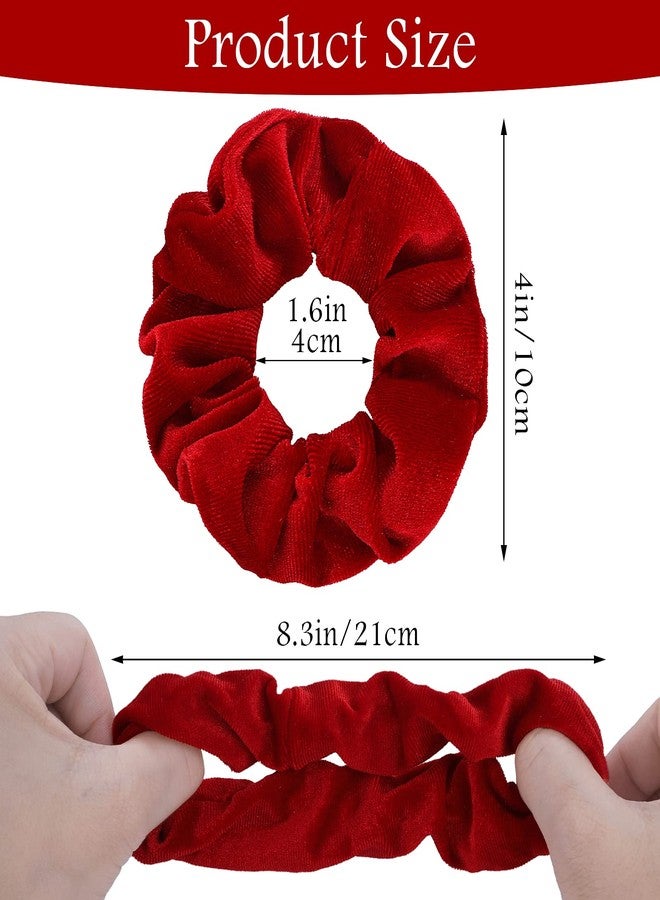 WLLHYF 2 Pcs Red Velvet Hair Scrunchies Large Size Hair Bands Cute Rope Elastic Ties for Girls Women Valentine's Day Gifts Wristband Ponytail Holders Christmas Hair Accessories (Red) - Image 2